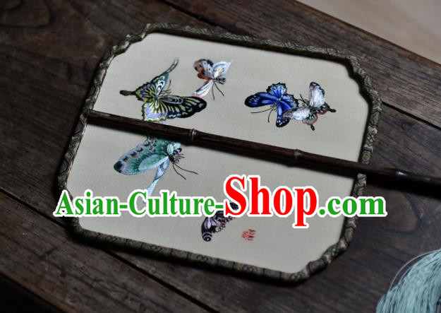 Chinese Handmade Butterfly Painting Palace Fan Traditional Silk Fan China Classical Dace Fan
