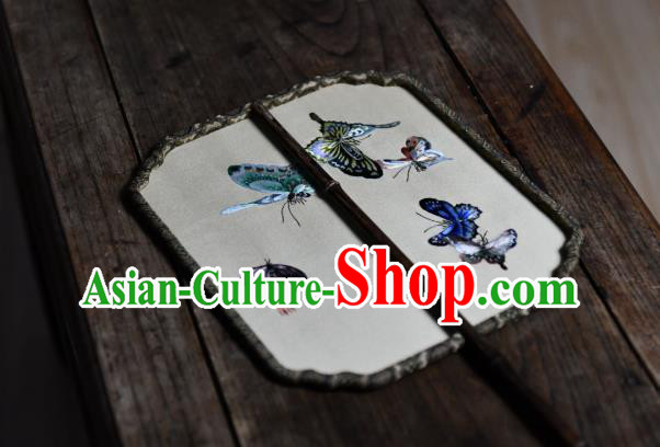 Chinese Handmade Butterfly Painting Palace Fan Traditional Silk Fan China Classical Dace Fan