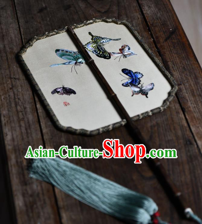 Chinese Handmade Butterfly Painting Palace Fan Traditional Silk Fan China Classical Dace Fan