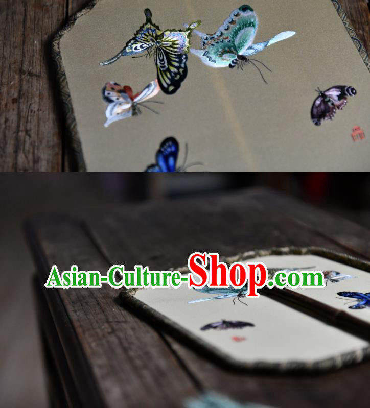 Chinese Handmade Butterfly Painting Palace Fan Traditional Silk Fan China Classical Dace Fan