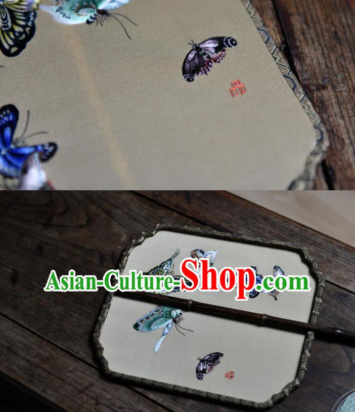 Chinese Handmade Butterfly Painting Palace Fan Traditional Silk Fan China Classical Dace Fan