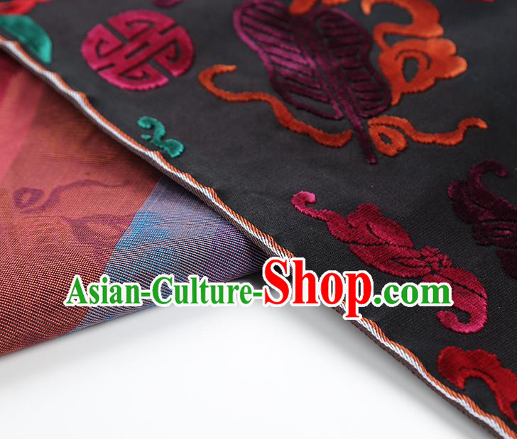 China Classical Qipao Dress Silk Fabric Traditional Lucky Pattern Black Brocade Jacquard Cloth