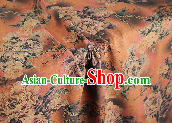 China Classical Qipao Dress Tapestry Traditional Peony Pattern Silk Fabric Brocade