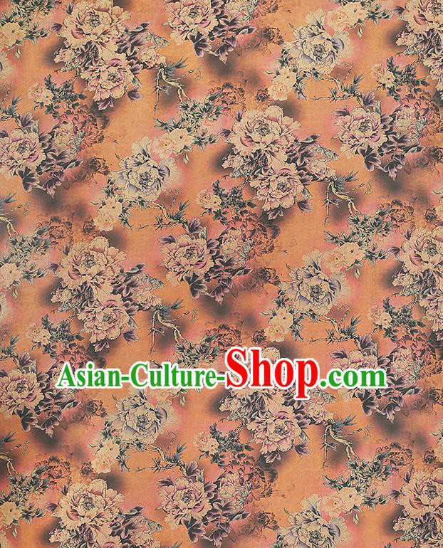 China Classical Qipao Dress Tapestry Traditional Peony Pattern Silk Fabric Brocade