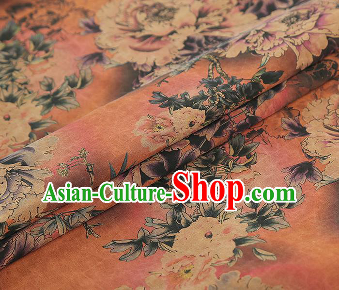 China Classical Qipao Dress Tapestry Traditional Peony Pattern Silk Fabric Brocade