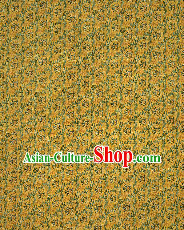 China Traditional Cheongsam Dragons Pattern Brocade Fabric Classical Yellow Gambiered Guangdong Gauze