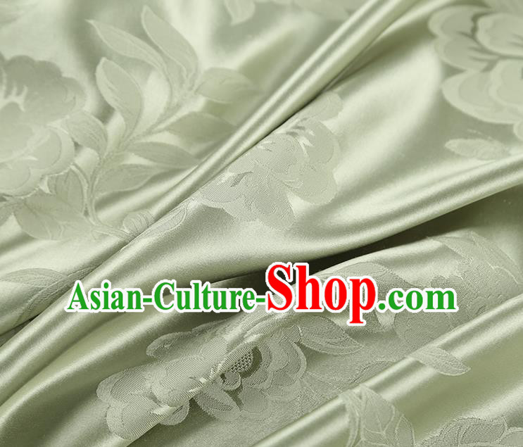 Asian Jacquard Fabric China Traditional Light Green Silk Fabric Cheongsam Gambiered Guangdong Gauze
