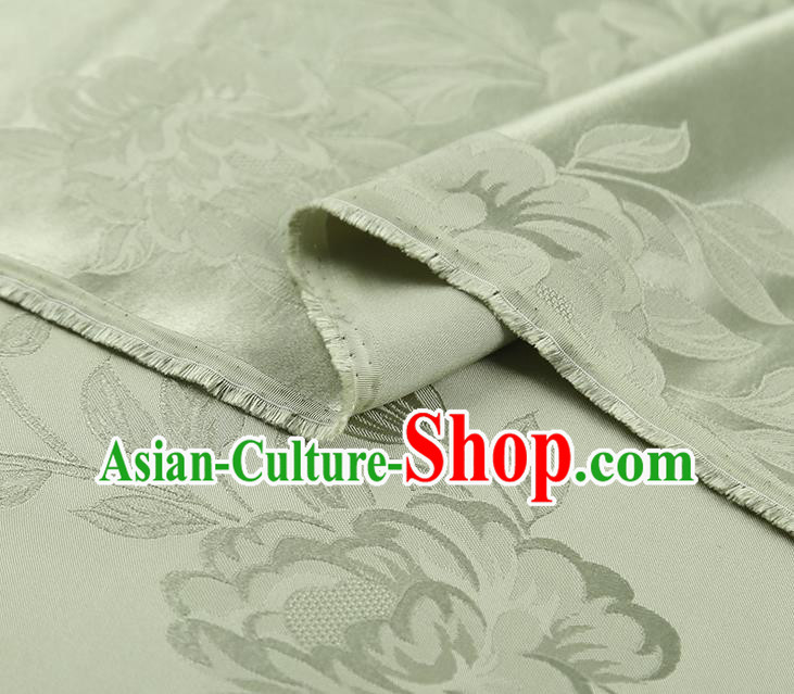 Asian Jacquard Fabric China Traditional Light Green Silk Fabric Cheongsam Gambiered Guangdong Gauze