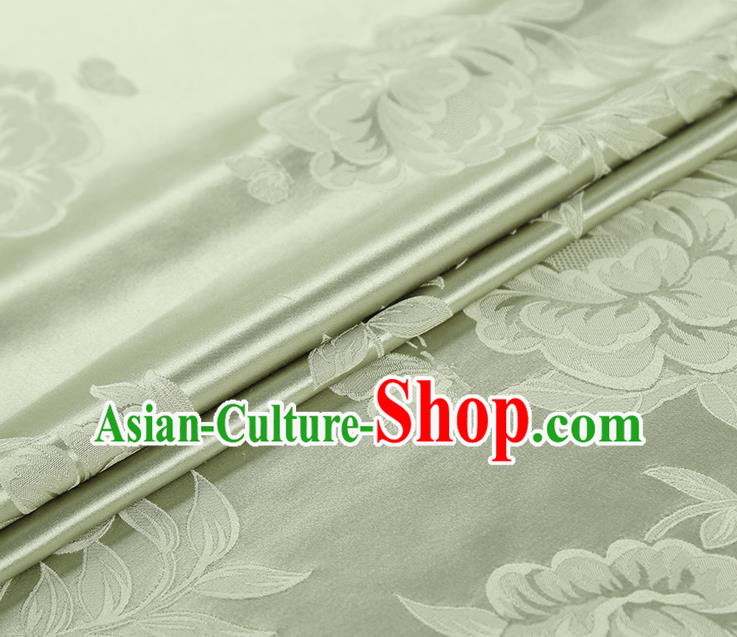 Asian Jacquard Fabric China Traditional Light Green Silk Fabric Cheongsam Gambiered Guangdong Gauze