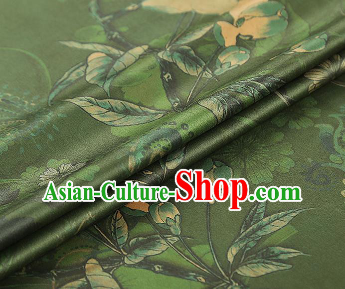 China Classical Cheongsam Silk Fabric Gambiered Guangdong Gauze Traditional Pattern Green Brocade