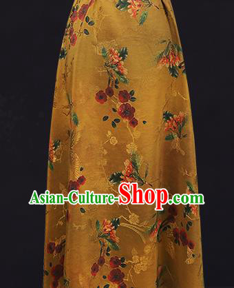 China Classical Plum Blossom Pattern Cheongsam Silk Fabric Traditional Ginger Gambiered Guangdong Gauze Drapery
