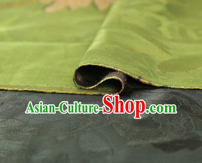 China Traditional Mangnolia Pattern Green Brocade Classical Cheongsam Silk Fabric