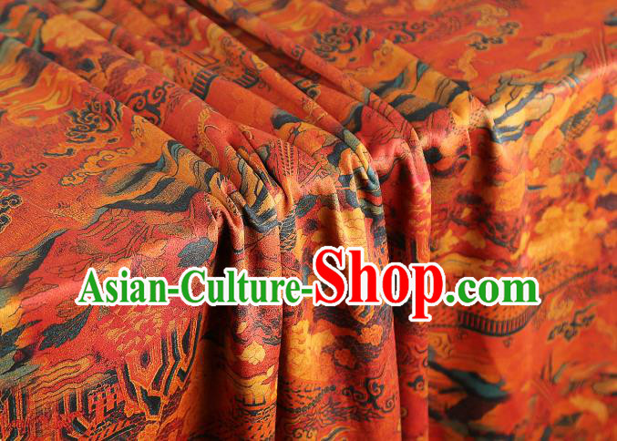 China Traditional Cheongsam Red Gambiered Guangdong Gauze Classical Heavenly Palace Pattern Silk Fabric