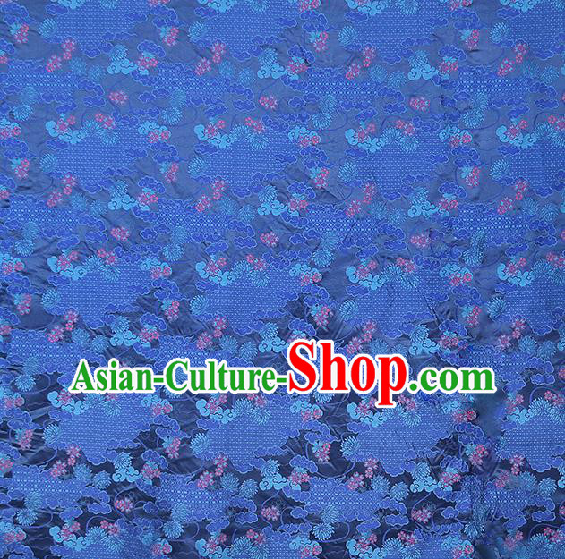 China Traditional Song Brocade Tapestry Drapery Classical Cheongsam Blue Silk Fabric