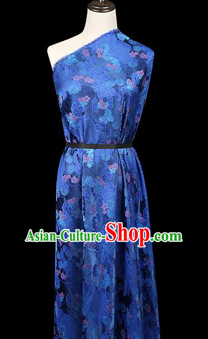 China Traditional Song Brocade Tapestry Drapery Classical Cheongsam Blue Silk Fabric