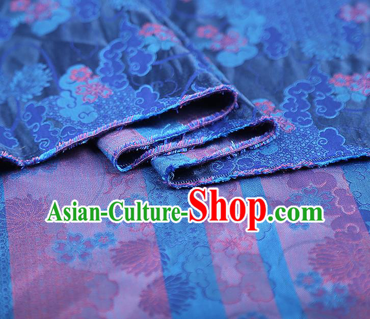 China Traditional Song Brocade Tapestry Drapery Classical Cheongsam Blue Silk Fabric
