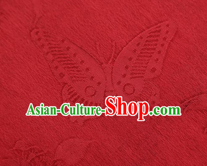 China Traditional Gambiered Guangdong Gauze Classical Cheongsam Jacquard Red Silk Fabric