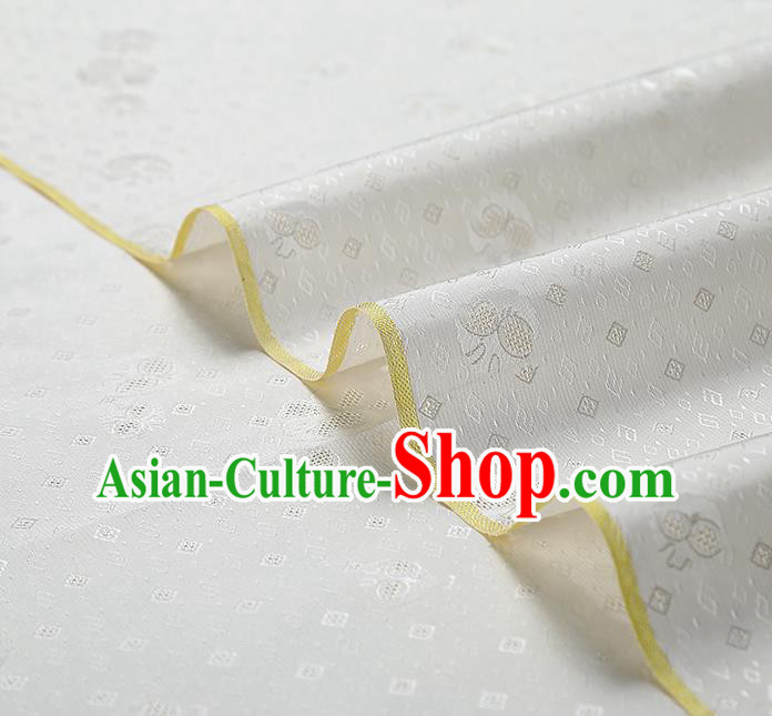 China Classical Cheongsam White Silk Fabric Traditional Tang Suit Brocade Drapery