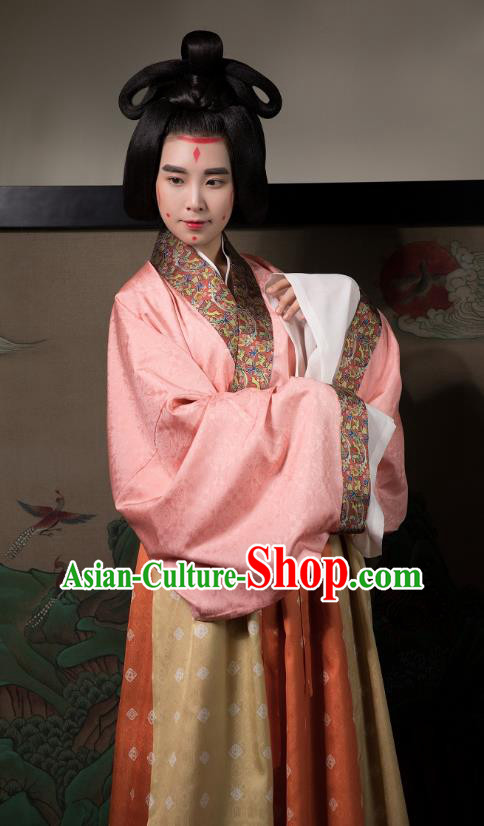 China Traditional Jin Dynasty Court Beauty Historical Costumes Ancient Imperial Consort Hanfu Dress Clothing