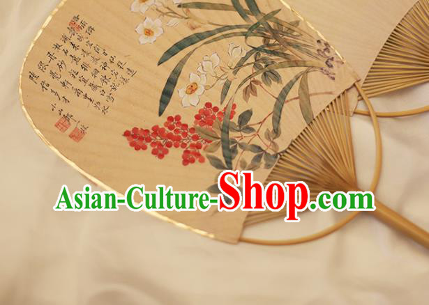 Asian Japanese Paper Fan China Classical Dance Fan Hand Painting Orchids Fans