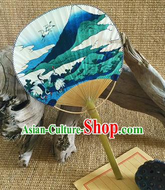Asian Classical Dance Fan Japan Handmade Ceremony Bamboo Fans Japanese Painting Ukiyoe Crane Paper Fan
