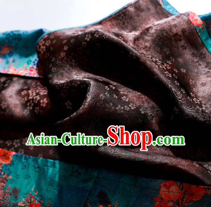 Asian Chinese Traditional Printing Blue Qipao Dress Classical Silk Cheongsam National Woman Clothing