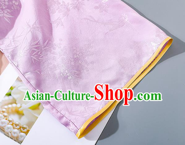 China Tang Suit Upper Outer Garment Traditional Cheongsam Pink Silk Shirt