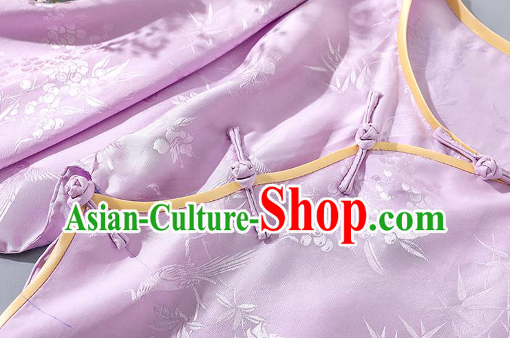 China Tang Suit Upper Outer Garment Traditional Cheongsam Pink Silk Shirt