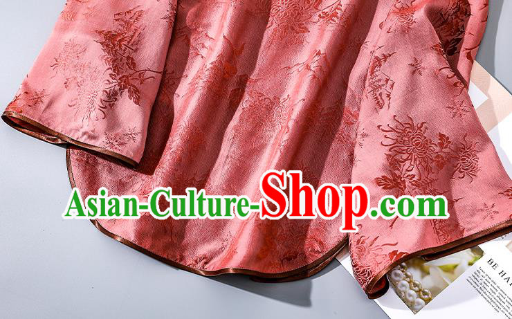 China Traditional Cheongsam Pink Silk Shirt Tang Suit Wide Sleeve Upper Outer Garment
