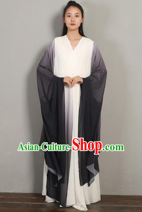 Asian Chinese Traditional Tang Suit Black Chiffon Dress National Young Lady Clothing Classical Three Pieces Costumes