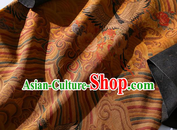 Asian Chinese Classical Wave Pattern Cheongsam Clothing Traditional Ginger Silk Qipao Dress
