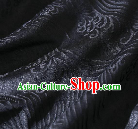 China Traditional Tang Suit Upper Outer Garment Classical Hand Painting Peony Black Silk Blouse