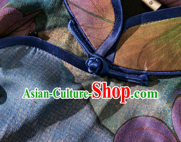 Asian Chinese Classical Camellia Pattern Cheongsam Traditional Silk Long Qipao Dress Female Clothing