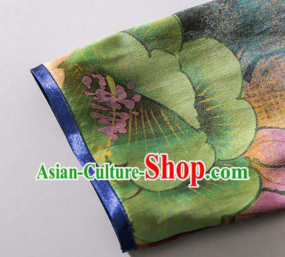 Asian Chinese Classical Camellia Pattern Cheongsam Traditional Silk Long Qipao Dress Female Clothing