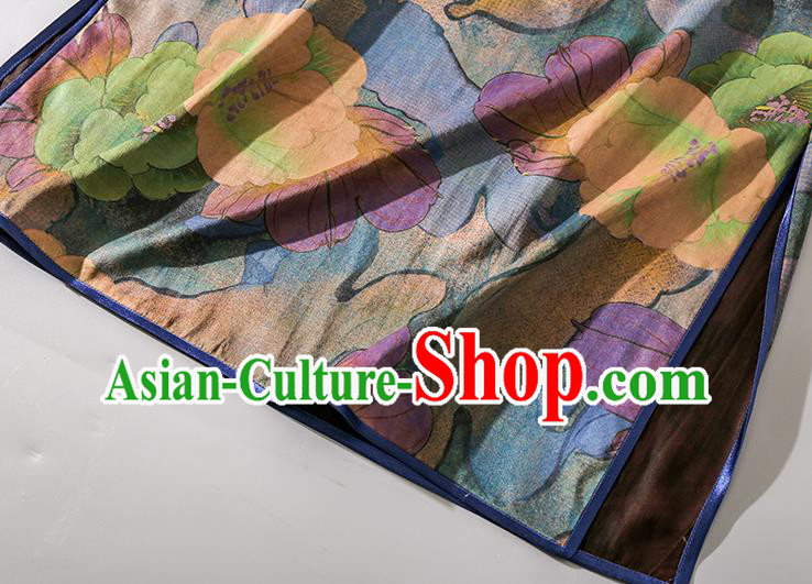 Asian Chinese Classical Camellia Pattern Cheongsam Traditional Silk Long Qipao Dress Female Clothing