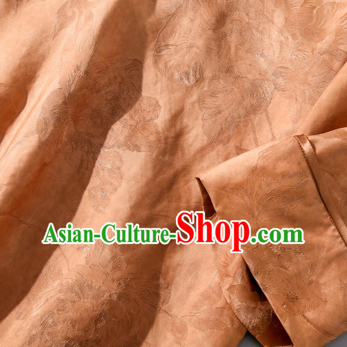 Asian Chinese Woman Clothing Classical Cheongsam Traditional Apricot Silk Long Qipao Dress