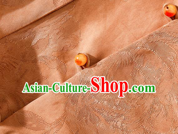 Asian Chinese Woman Clothing Classical Cheongsam Traditional Apricot Silk Long Qipao Dress