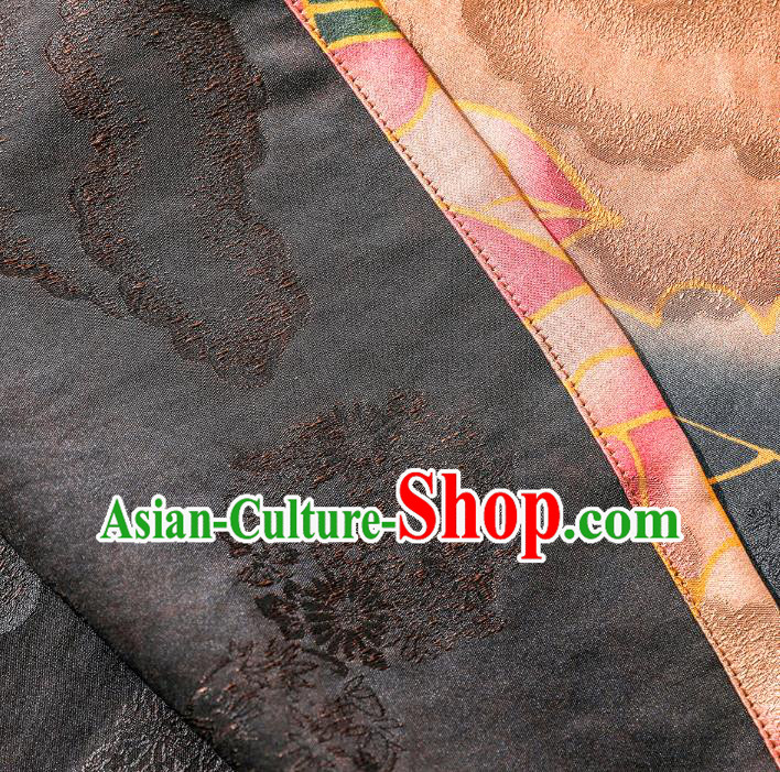 Asian Chinese Classical Orange Silk Cheongsam National Clothing Traditional Lotus Pattern Qipao Dress