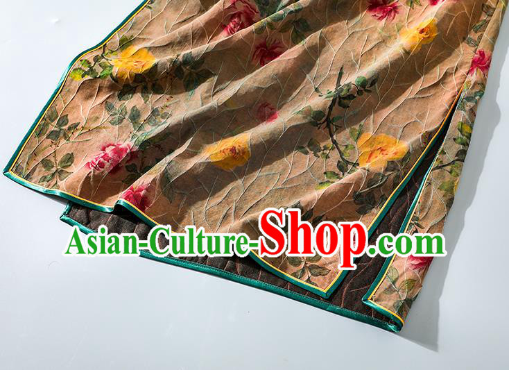 Asian Chinese Classical Silk Cheongsam National Shanghai Beauty Clothing Traditional Ginger Qipao Dress