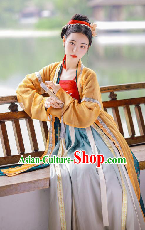 Chinese Ancient Village Girl Hanfu Dress Traditional Song Dynasty Young Beauty Historical Costumes Complete Set