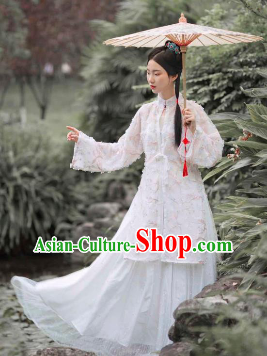 Chinese Traditional Ming Dynasty Civilian Female Historical Costumes Ancient Commoner Lady Hanfu Dress Clothing