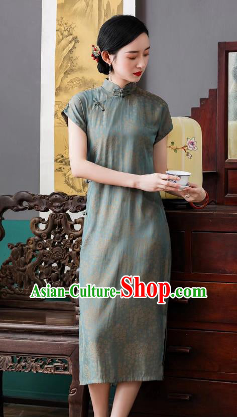 Asian Chinese Traditional Young Woman Qipao Dress National Female Clothing Classical Silk Cheongsam