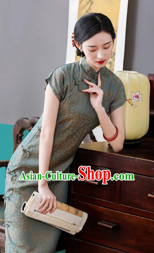 Asian Chinese Traditional Young Woman Qipao Dress National Female Clothing Classical Silk Cheongsam