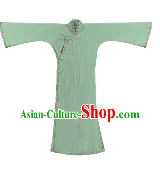 China National Young Lady Knitting Green Qipao Dress Clothing Traditional Mandarin Sleeve Cheongsam