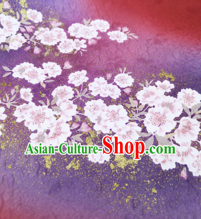 Asian Japan Red Silk Fabric Japanese Traditional Kimono Classical Sakura Pattern Tapestry Drapery