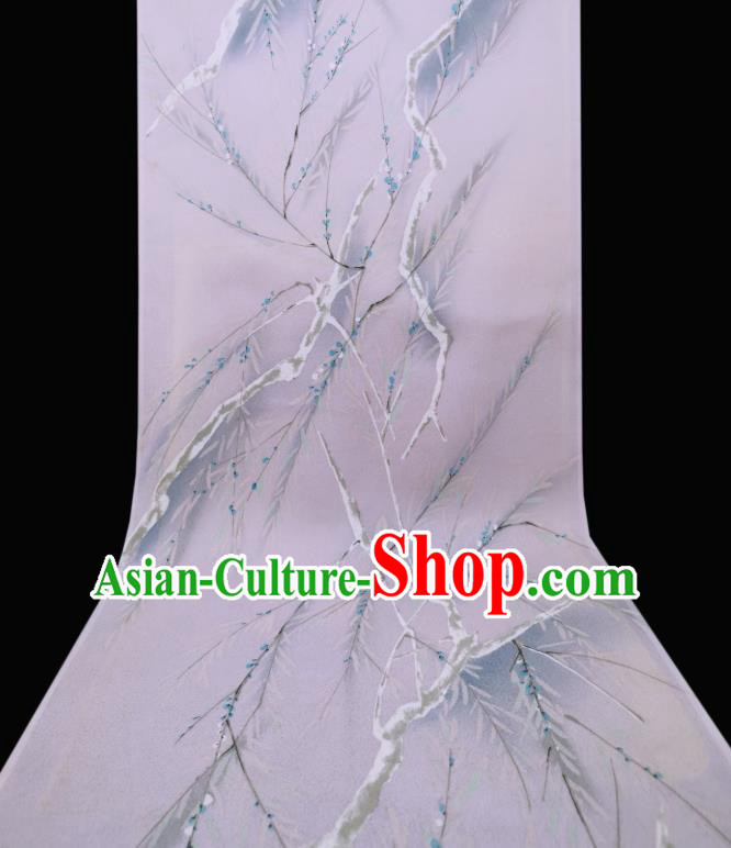 Asian Japanese Kimono Cloth Drapery Japan Classical Lilac Brocade Traditional Silk Fabric