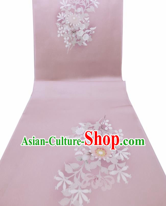 Asian Japanese Traditional Kimono Silk Fabric Japan Hand Painting Plum Orchids Chrysanthemum Lilac Brocade