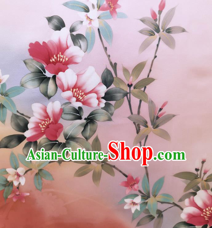 Asian Japanese Kimono Tapestry Traditional Hand Painting Flowers Silk Fabric Japan Brocade Material
