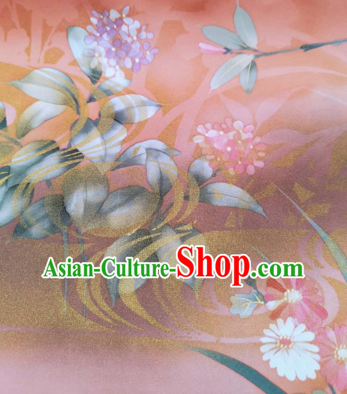 Asian Japanese Kimono Tapestry Traditional Hand Painting Flowers Silk Fabric Japan Brocade Material