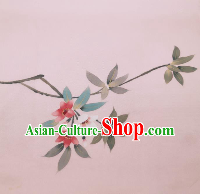 Asian Traditional Hand Painting Flowers Silk Fabric Japan Brocade Material Japanese Kimono Tapestry